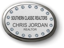 (image for) Southern Classic Realtors Silver Executive Oval Badge with Rhinestones