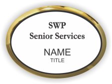 (image for) Southwest Placement Senior Services Oval White - Gold Framed Executive Badge