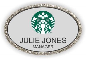 (image for) Starbucks Silver Oval Bling Badge