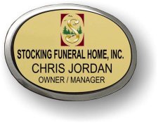 (image for) Stocking Funeral Home Executive Oval Gold Silver Framed Badge