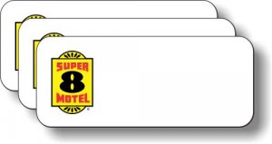 (image for) Super 8 Motel Logo A White Badge Pack of 25