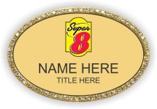 (image for) Super 8 Logo B Oval Gold Bling Badge
