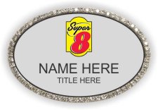 (image for) Super 8 Logo B Oval Silver Bling Badge