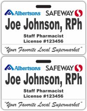 (image for) Albertsons Safeway Dual Logo ID Style Dual Sided Pharmacy Badge (No NiceGuard)