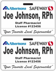 (image for) Albertsons Safeway Dual Logo ID Style Dual Sided Pharmacy Badge (No NiceGuard)