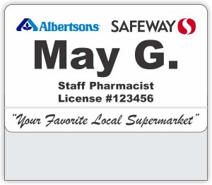 (image for) Albertsons Safeway Dual Logo White Pocket Pharmacy Badge