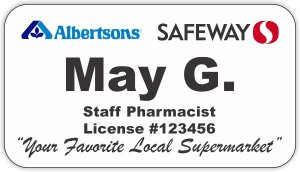 (image for) Albertsons Safeway Dual Logo Small White Pharmacy Badge