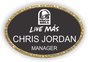 (image for) Taco Bell Oval Gold/Black Bling Badge - (Live Mas)