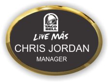 (image for) Taco Bell Oval Gold/Black Executive Badge - (Live Mas)