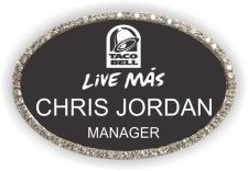 (image for) Taco Bell Oval Silver/BLack Bling Badge - (Live Mas)