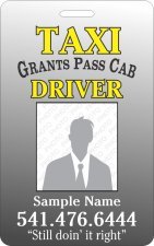 (image for) Grants Pass Cab Vertical Photo ID Badge - Yellow Text