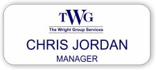 (image for) Wright Group Services - White Name Badge with Blue Lettering