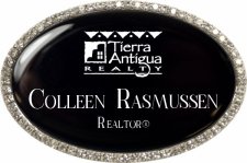 (image for) Tierra Antigua Realty Oval Bling Silver Black Insert badge