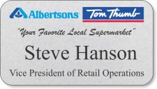 (image for) Tom Thumb / Albertsons Dual Logo Platinum Name Badge - Magnetic Fastener