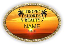 (image for) TROPIC SHORES REALTY Oval Bling Gold badge