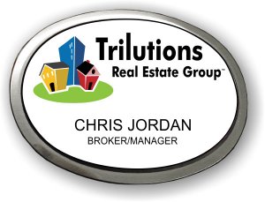 (image for) Trilutions Real Estate Group White Oval Executive Silver Framed Badge