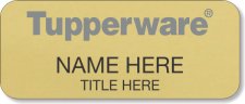 (image for) Tupperware Gray Text - Gold Name Badge