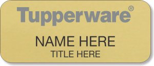 (image for) Tupperware Gray Text - Gold Name Badge