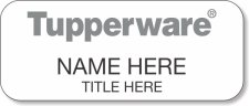 (image for) Tupperware Gray Text - White Name Badge