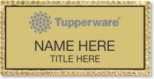 (image for) Tupperware Gray Logo Gold Bling Badge