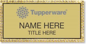 (image for) Tupperware Gray Logo Gold Bling Badge