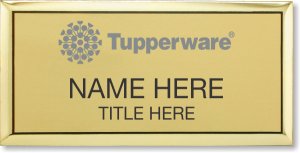 (image for) Tupperware Gray Logo Executive Gold Name Badge