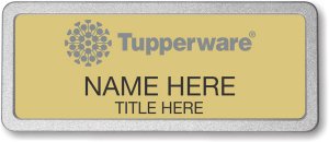 (image for) Tupperware Gray Logo Gold Pebbled Frame Prestige Badge