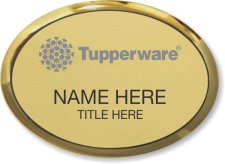 (image for) Tupperware Gray Logo Oval Executive Gold Name Badge