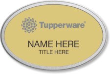 (image for) Tupperware Gray Logo Oval Gold Pebbled Frame Prestige Badge