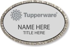 (image for) Tupperware Gray Logo Oval Silver Bling Badge