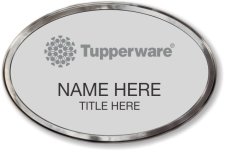 (image for) Tupperware Gray Logo Oval Silver Polished Frame Prestige Badge