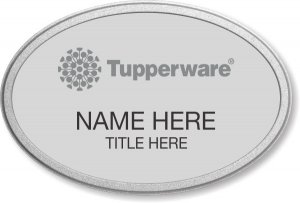 (image for) Tupperware Gray Logo Oval Silver Pebbled Frame Prestige Badge