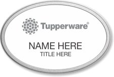 (image for) Tupperware Gray Logo Oval White Pebbled Frame Prestige Badge