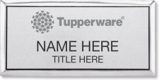 (image for) Tupperware Gray Logo Executive Silver Name Badge