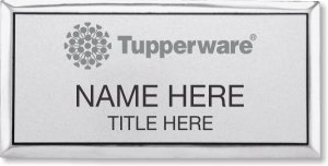 (image for) Tupperware Gray Logo Executive Silver Name Badge