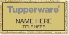 (image for) Tupperware Gray Text - Gold Bling Badge