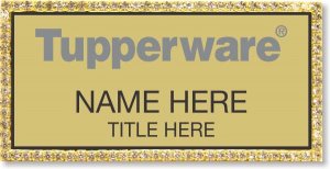 (image for) Tupperware Gray Text - Gold Bling Badge