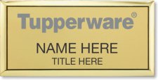 (image for) Tupperware Gray Text - Executive Gold Name Badge