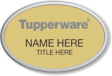 (image for) Tupperware Gray Text - Oval Gold Pebbled Frame Prestige Badge