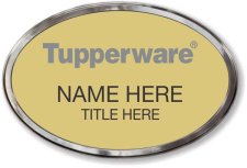 (image for) Tupperware Gray Text - Oval Gold Polished Frame Prestige Badge