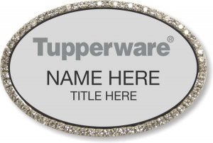 (image for) Tupperware Gray Text - Oval Silver Bling Badge