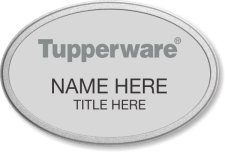 (image for) Tupperware Gray Text - Oval Silver Pebbled Frame Prestige Badge