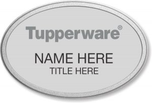 (image for) Tupperware Gray Text - Oval Silver Pebbled Frame Prestige Badge