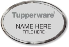 (image for) Tupperware Gray Text - Oval Silver Polished Frame Prestige Badge