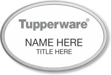 (image for) Tupperware Gray Text - Oval White Pebbled Frame Prestige Badge