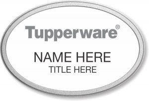 (image for) Tupperware Gray Text - Oval White Pebbled Frame Prestige Badge