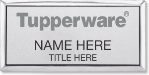 (image for) Tupperware Gray Text - Executive Silver Name Badge