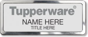 (image for) Tupperware Gray Text - Silver Polished Frame Prestige Badge