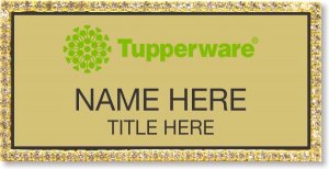 (image for) Tupperware Green Logo Gold Bling Badge