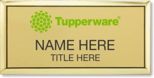 (image for) Tupperware Green Logo Executive Gold Name Badge